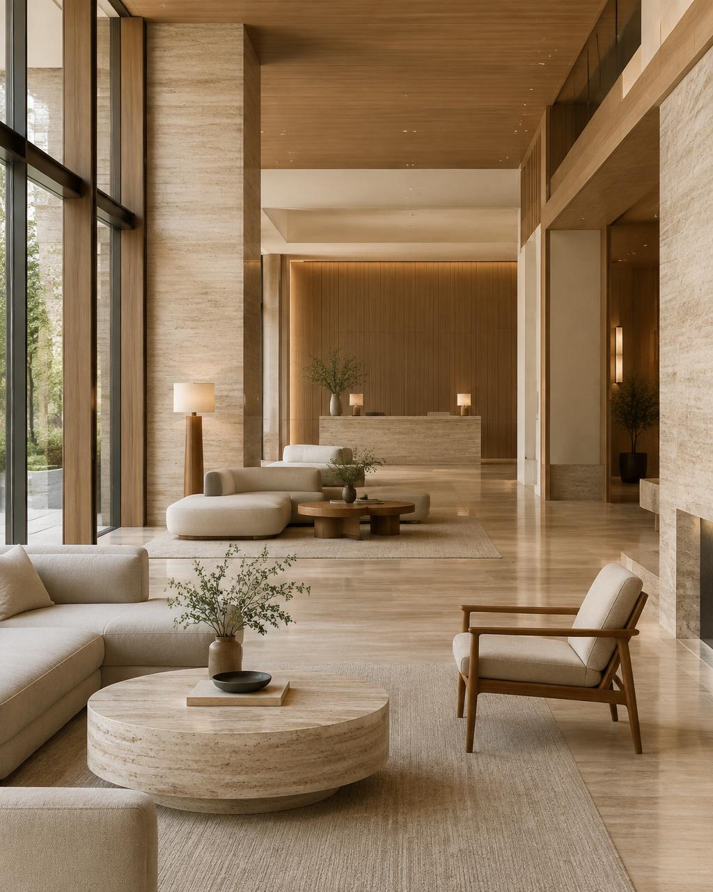 Calm, warmly lit lobby of a Max Advance Consultant property